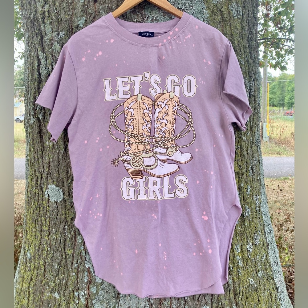 Zutter Let’s Go Girls Cowboy Boots Oversized Short Sleeve Tee